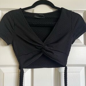Black textured crop top